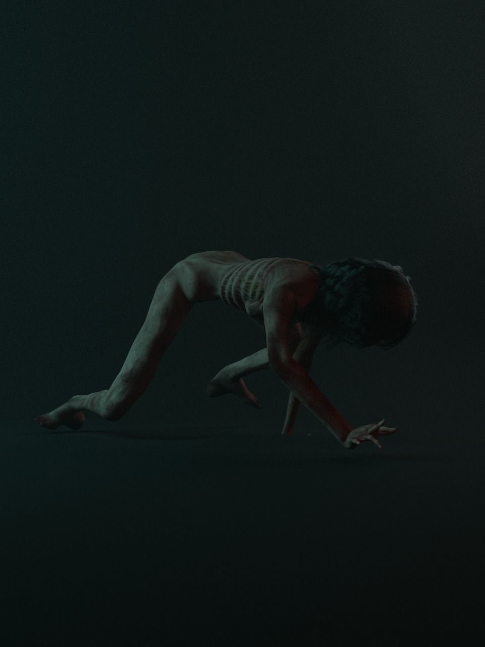 Creepy Horror Woman 3D model_4