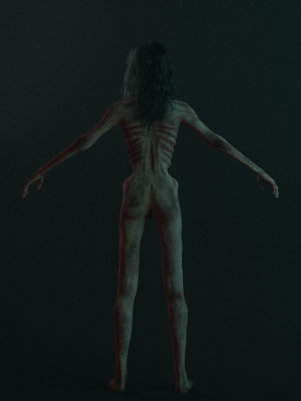 Creepy Horror Woman 3D model_2