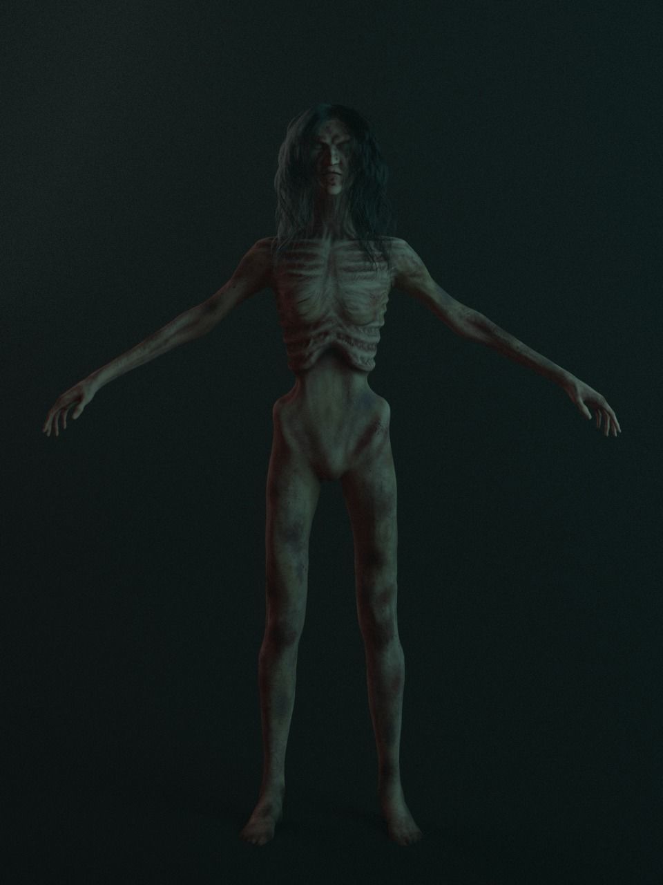 Creepy Horror Woman 3D model_1
