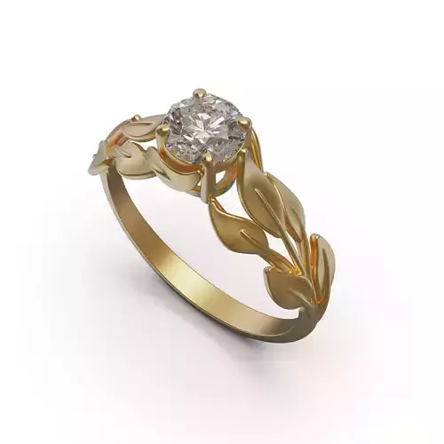solitiare rose gold leaf engagement ring