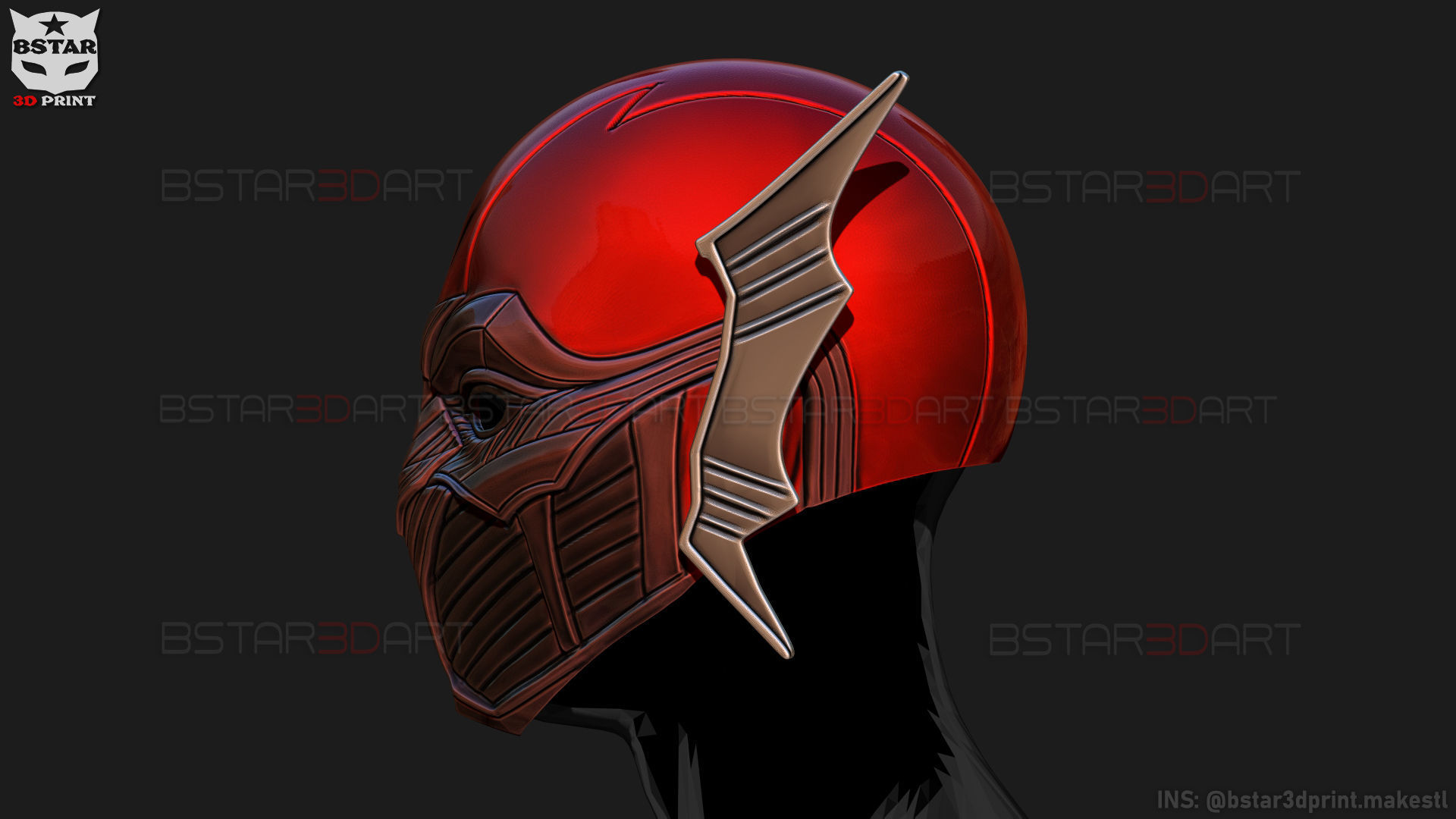 Red Death Batman Mask - Flash Mask - DC Comics 3D print model_9