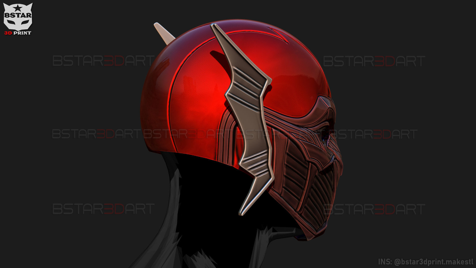 Red Death Batman Mask - Flash Mask - DC Comics 3D print model_11