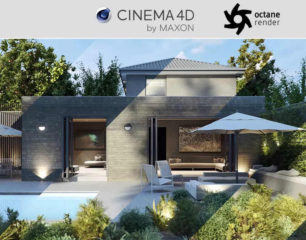 Octane - C4D Scene files - House Jackson Exterior 3D model_0