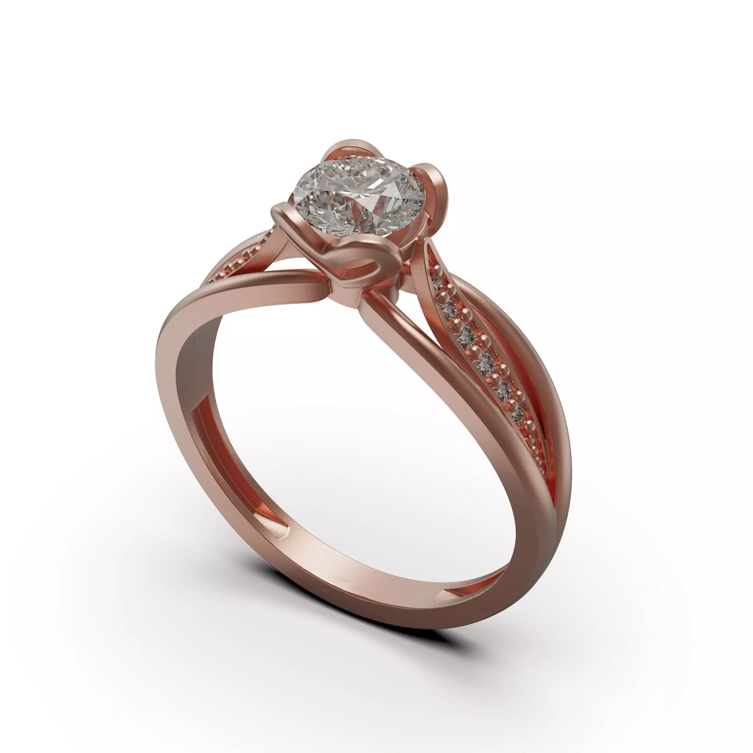 solitiare engagement ring with diamonds 3D print model_0