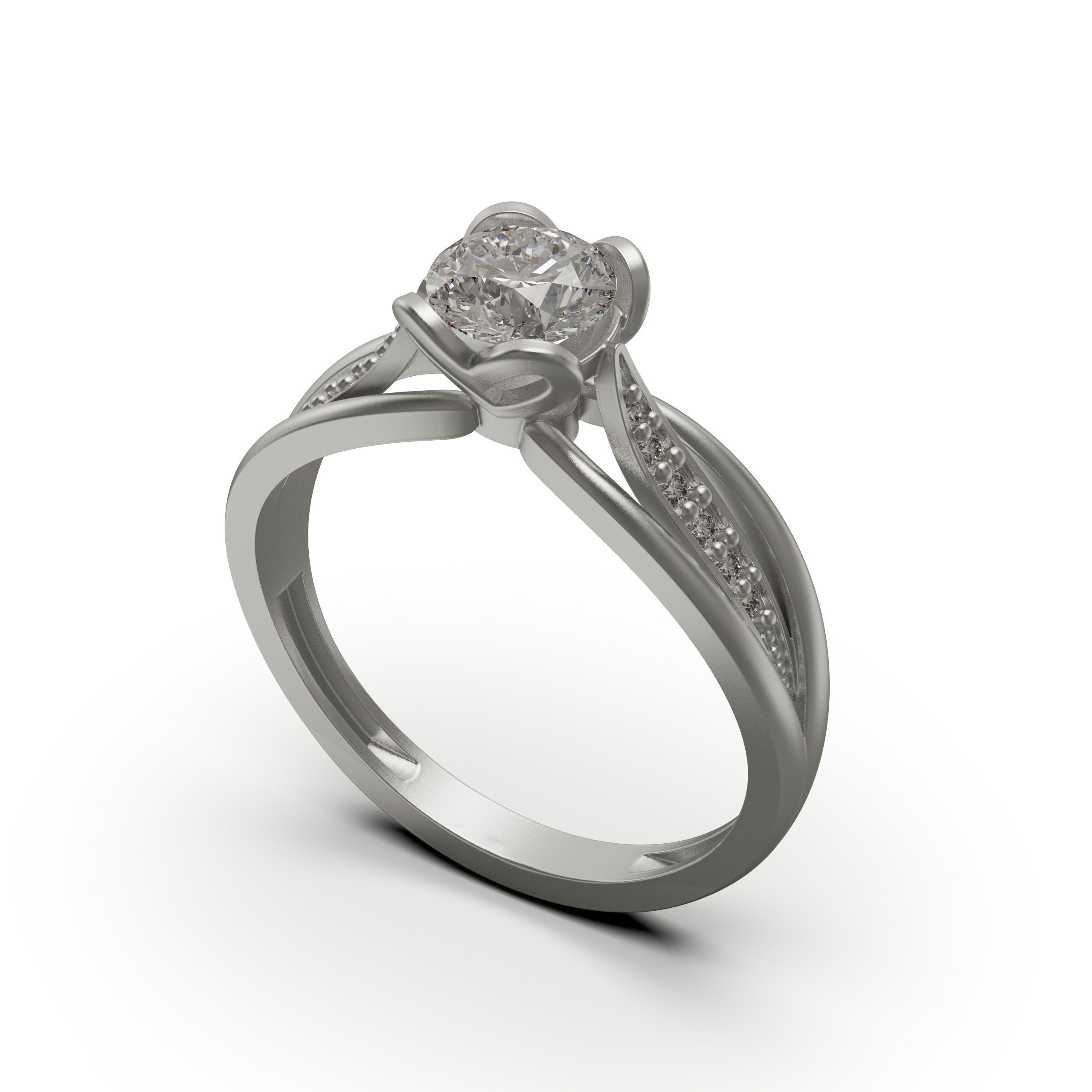 solitiare engagement ring with diamonds 3D print model_4