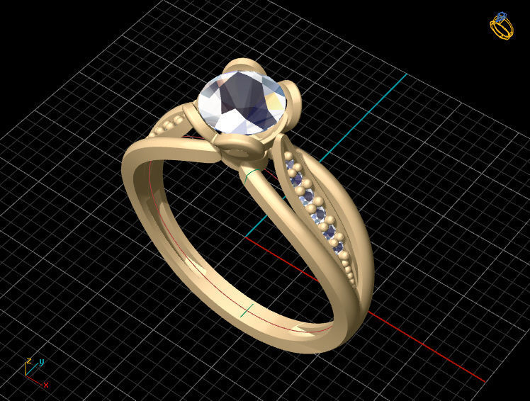 solitiare engagement ring with diamonds 3D print model_21