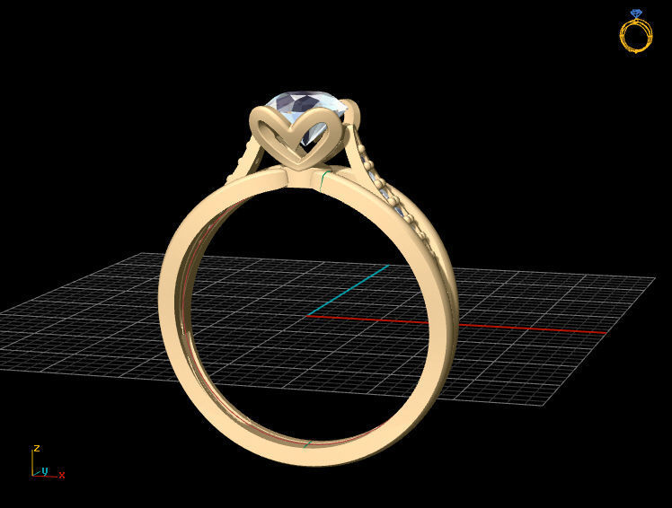 solitiare engagement ring with diamonds 3D print model_17