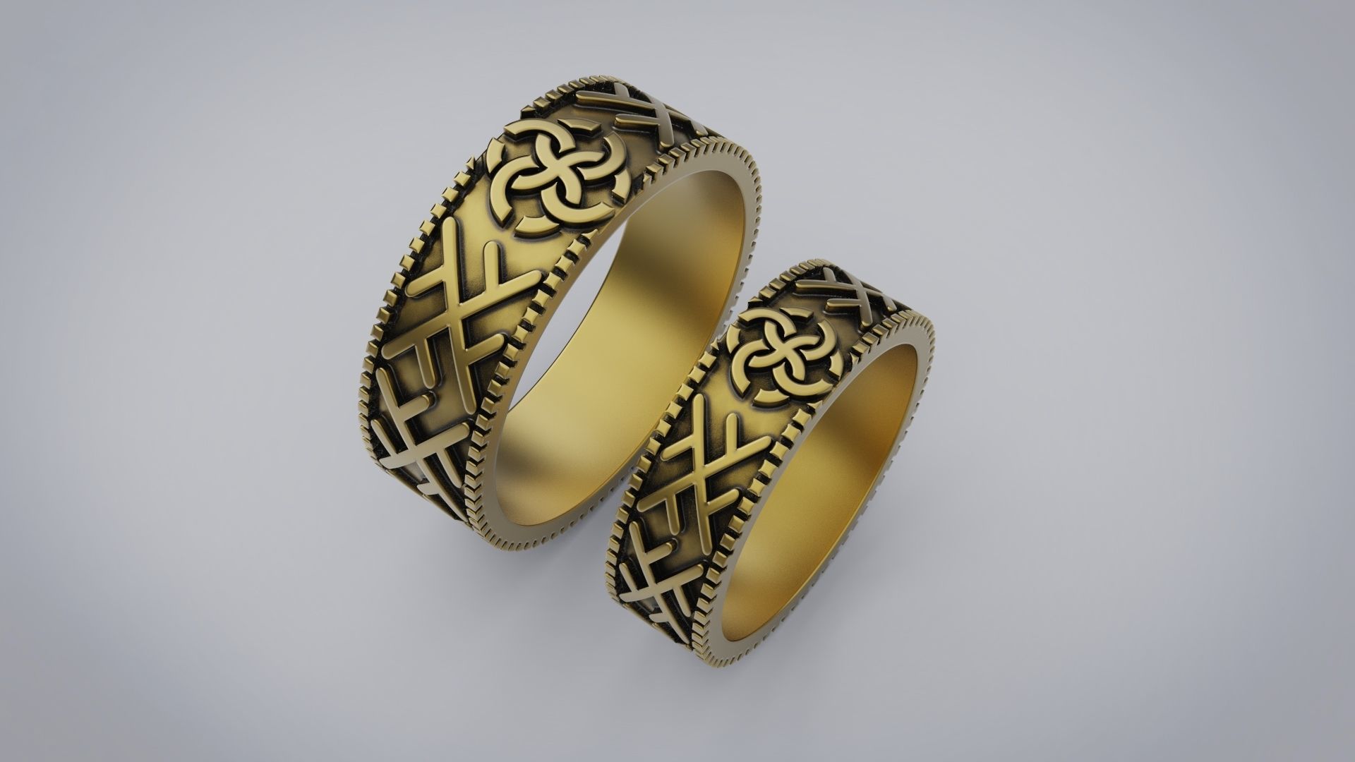 Wedding rings with a pattern 3D print model_1