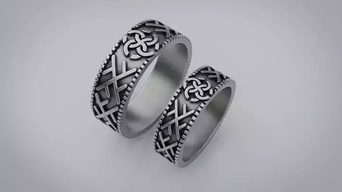 Wedding rings with a pattern 3D print model