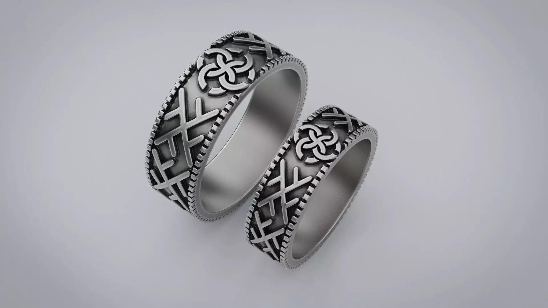 Wedding rings with a pattern 3D print model_0