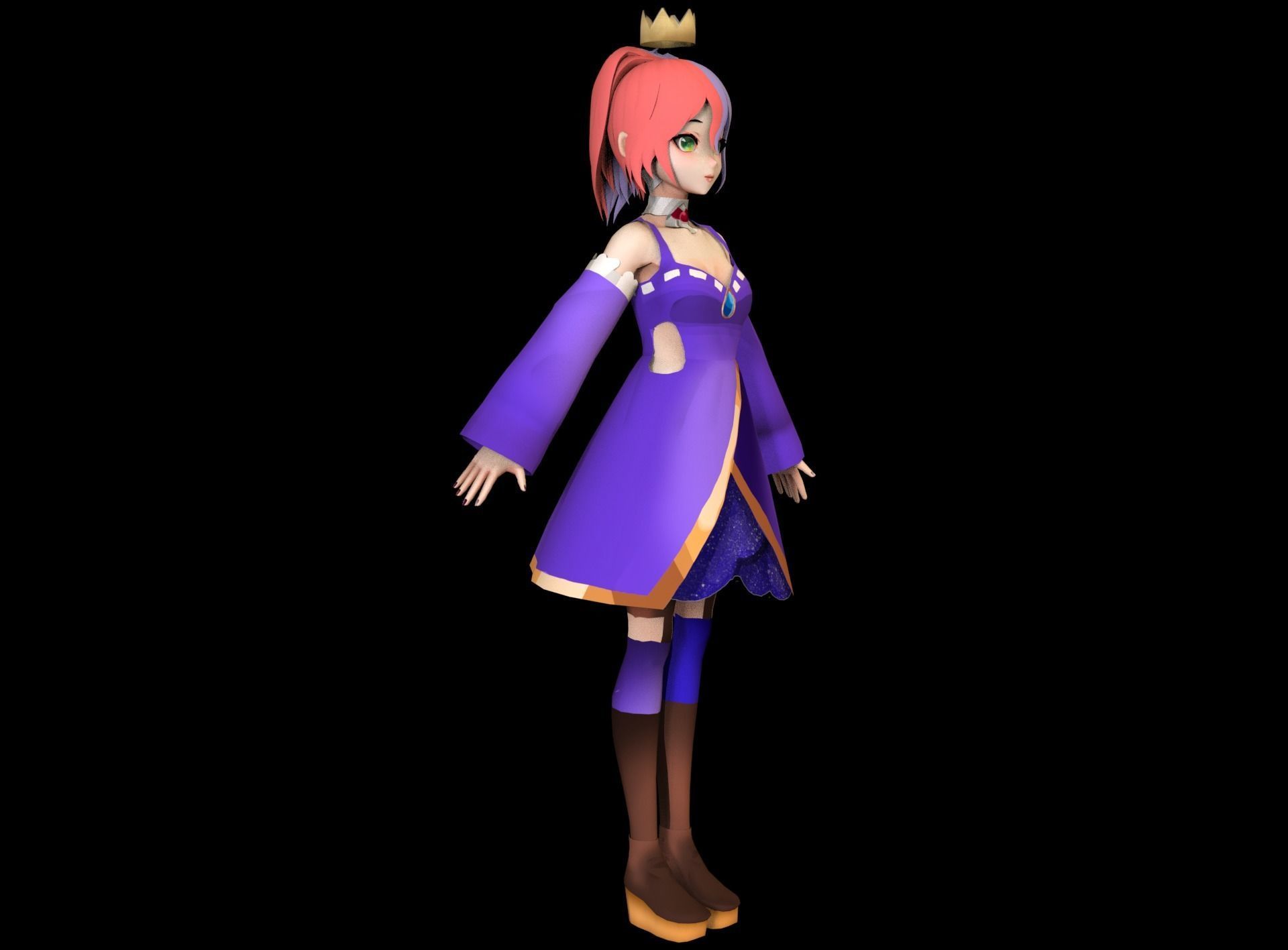 Anime Girl Low Poly Character 6 Low-poly 3D model_6