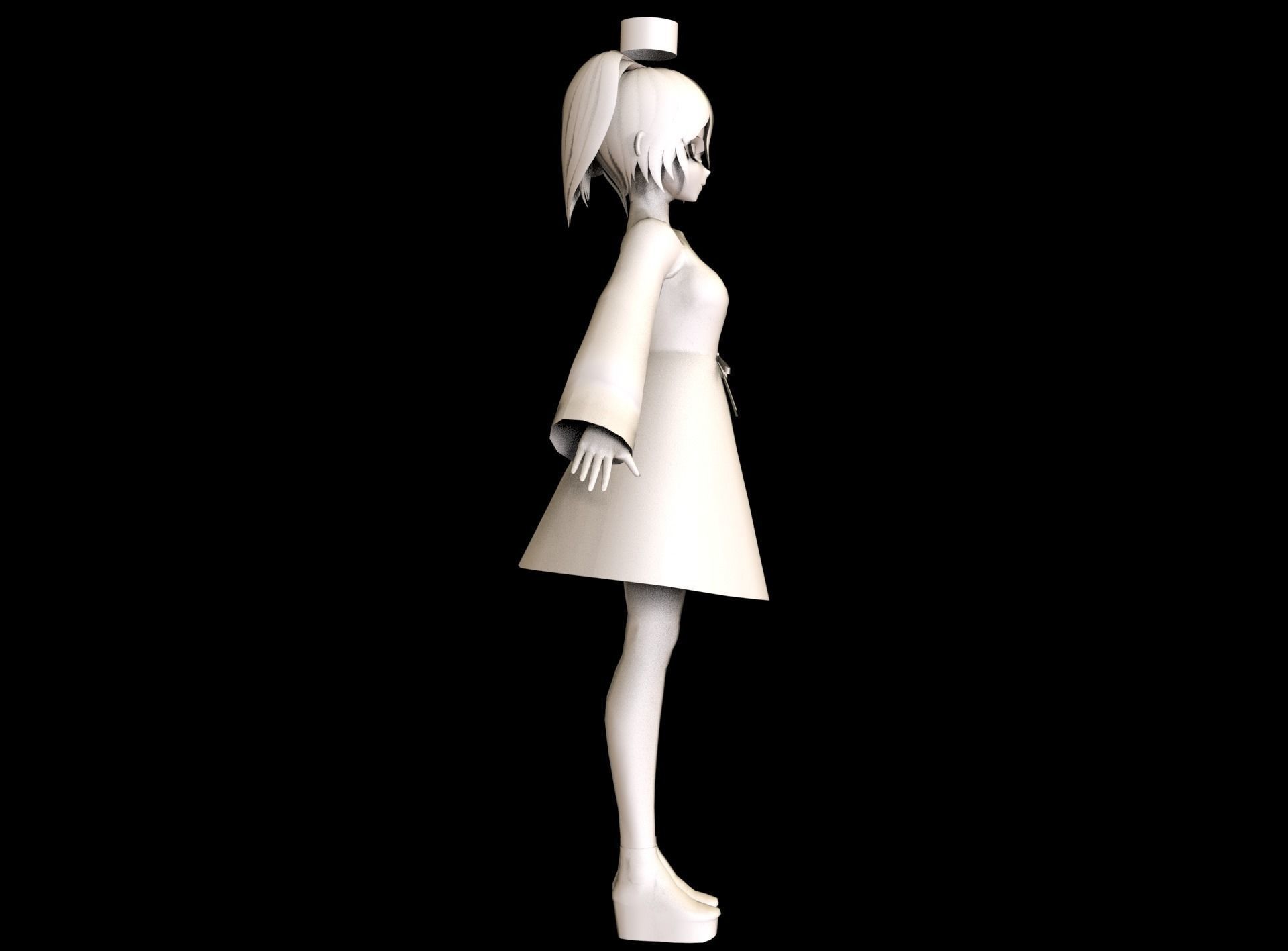 Anime Girl Low Poly Character 6 Low-poly 3D model_9