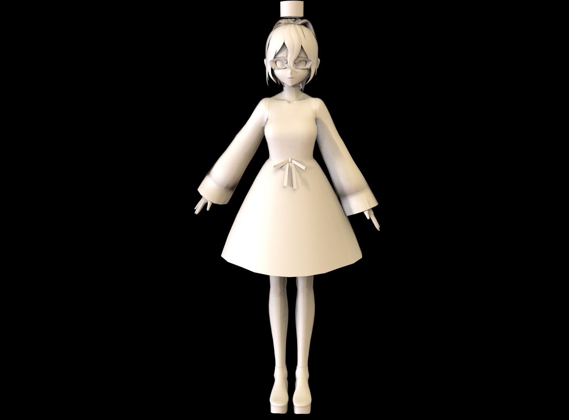 Anime Girl Low Poly Character 6 Low-poly 3D model_8
