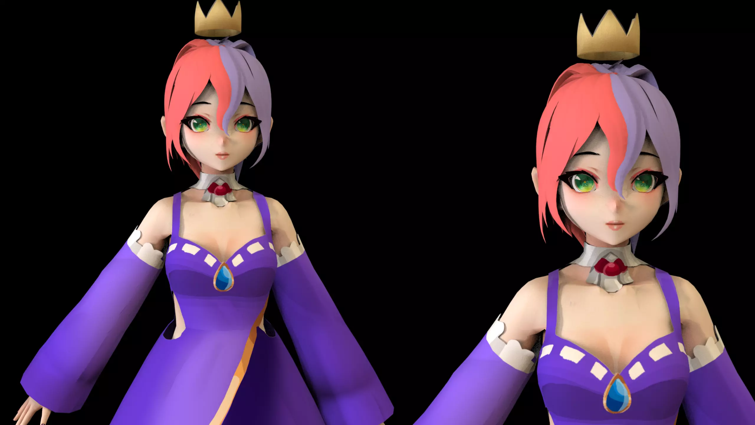 Anime Girl Low Poly Character 6 Low-poly 3D model_0