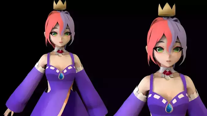Anime Girl Low Poly Character 6 Low-poly 3D model