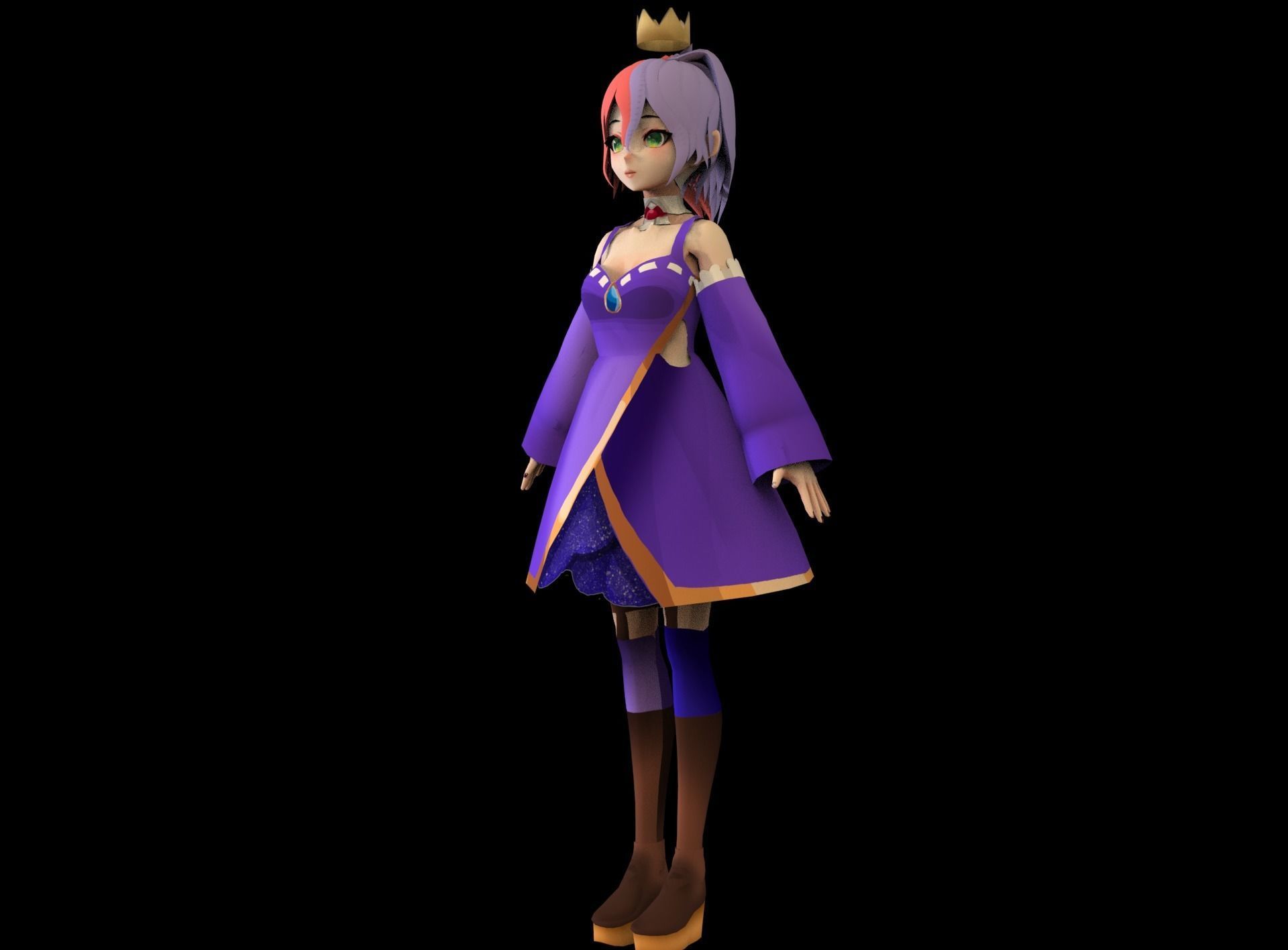 Anime Girl Low Poly Character 6 Low-poly 3D model_4