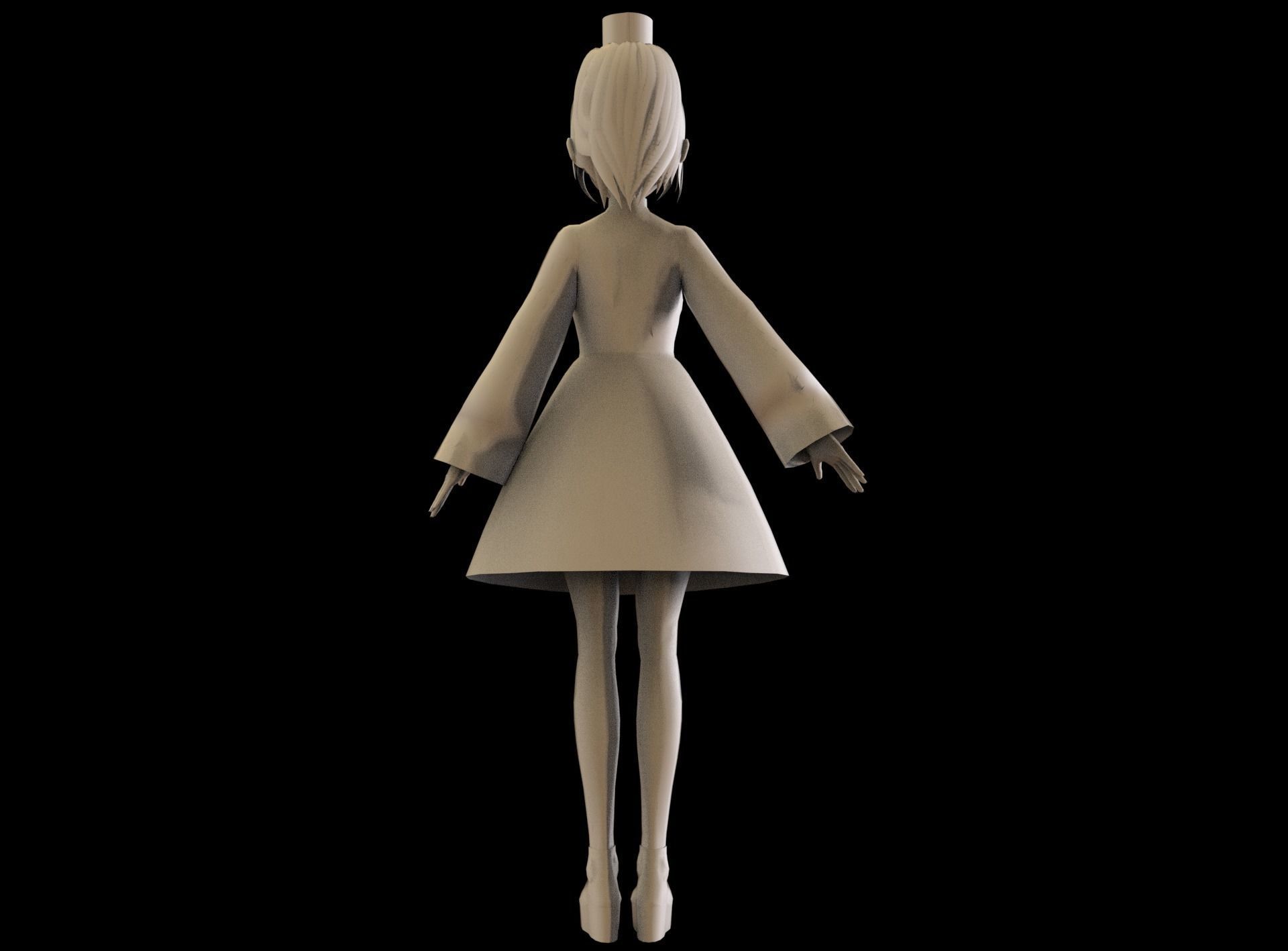 Anime Girl Low Poly Character 6 Low-poly 3D model_12