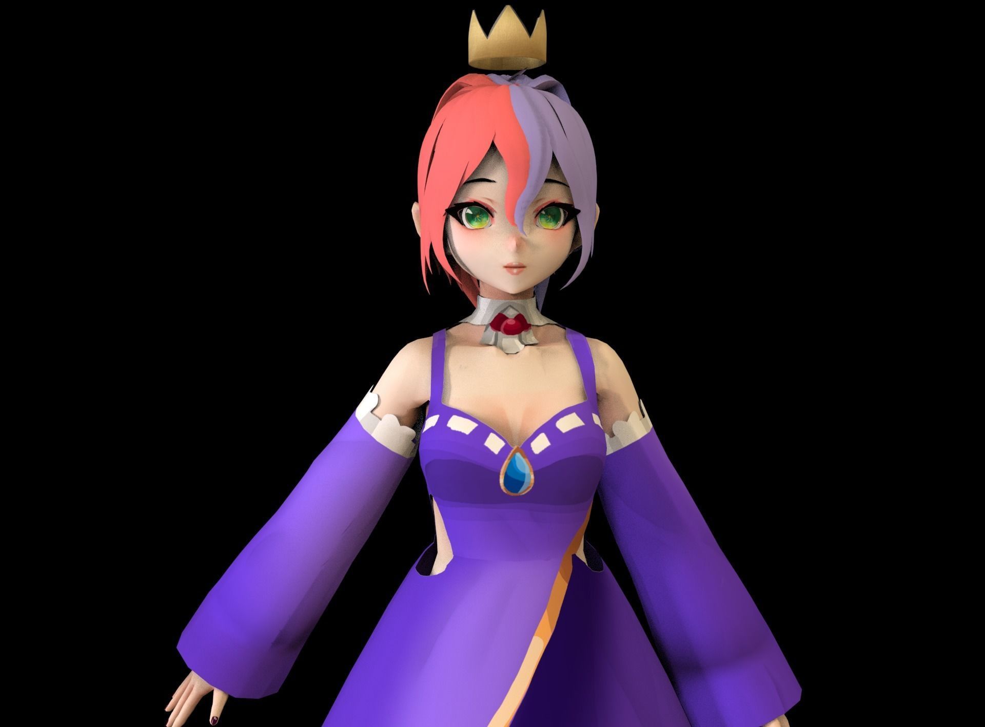 Anime Girl Low Poly Character 6 Low-poly 3D model_1