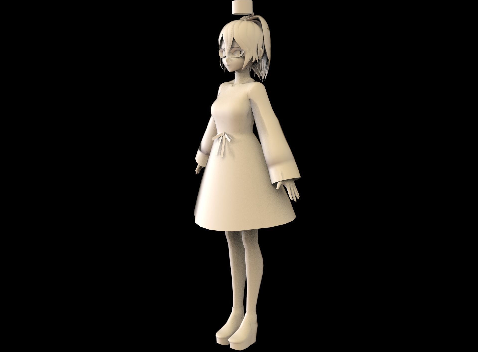 Anime Girl Low Poly Character 6 Low-poly 3D model_11
