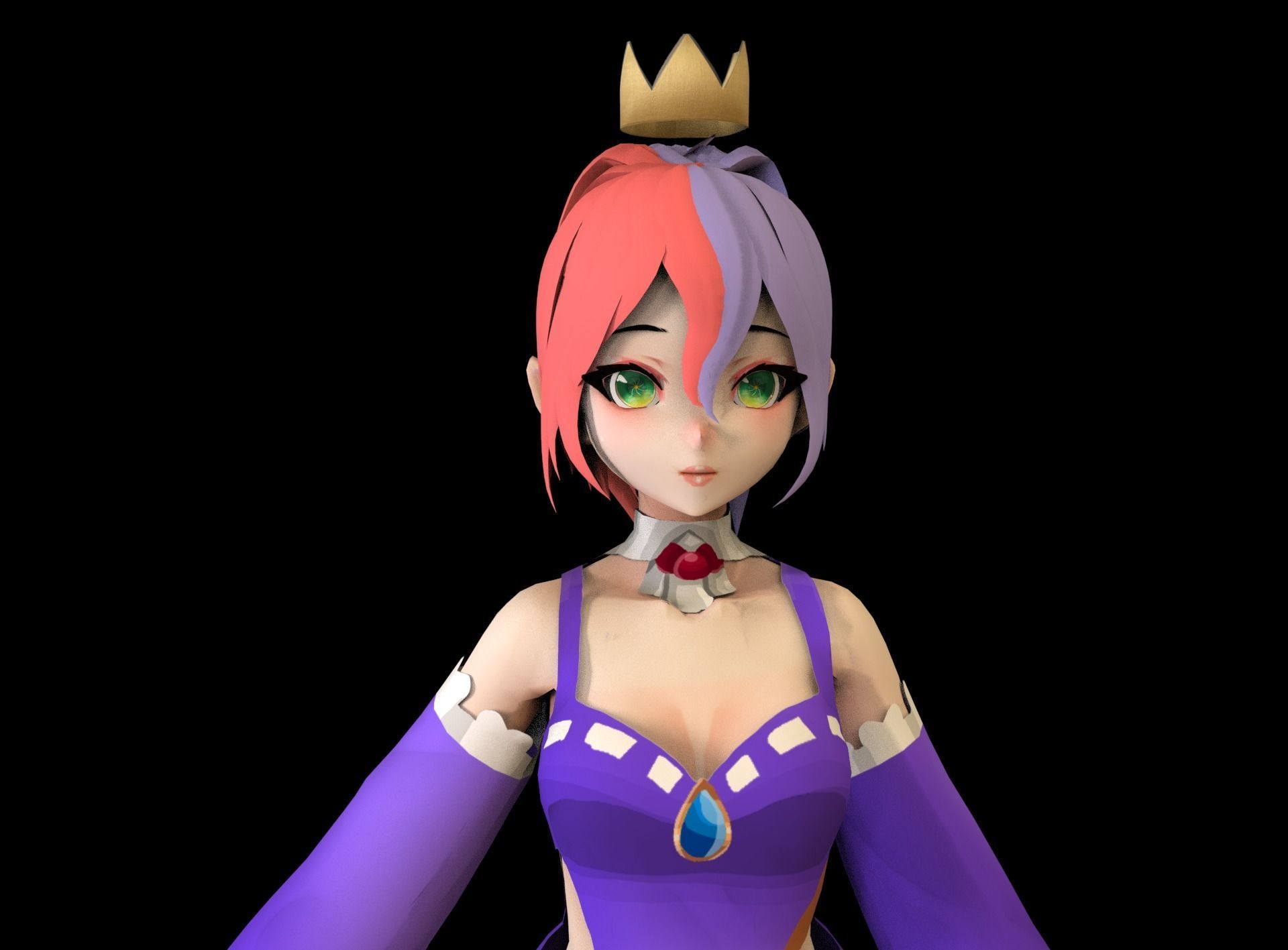 Anime Girl Low Poly Character 6 Low-poly 3D model_2