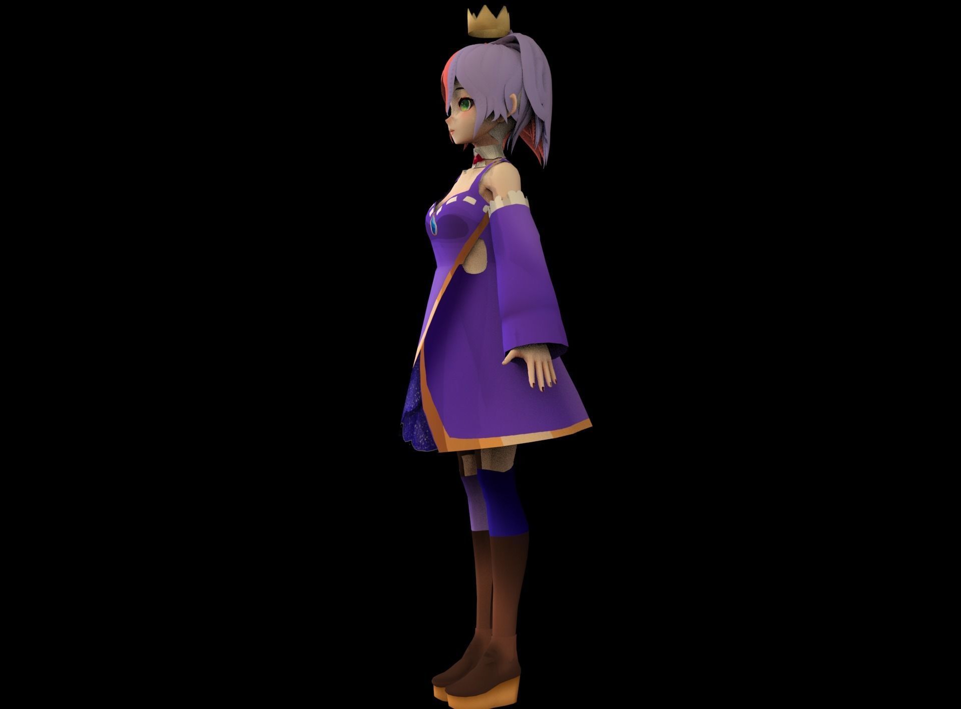 Anime Girl Low Poly Character 6 Low-poly 3D model_5