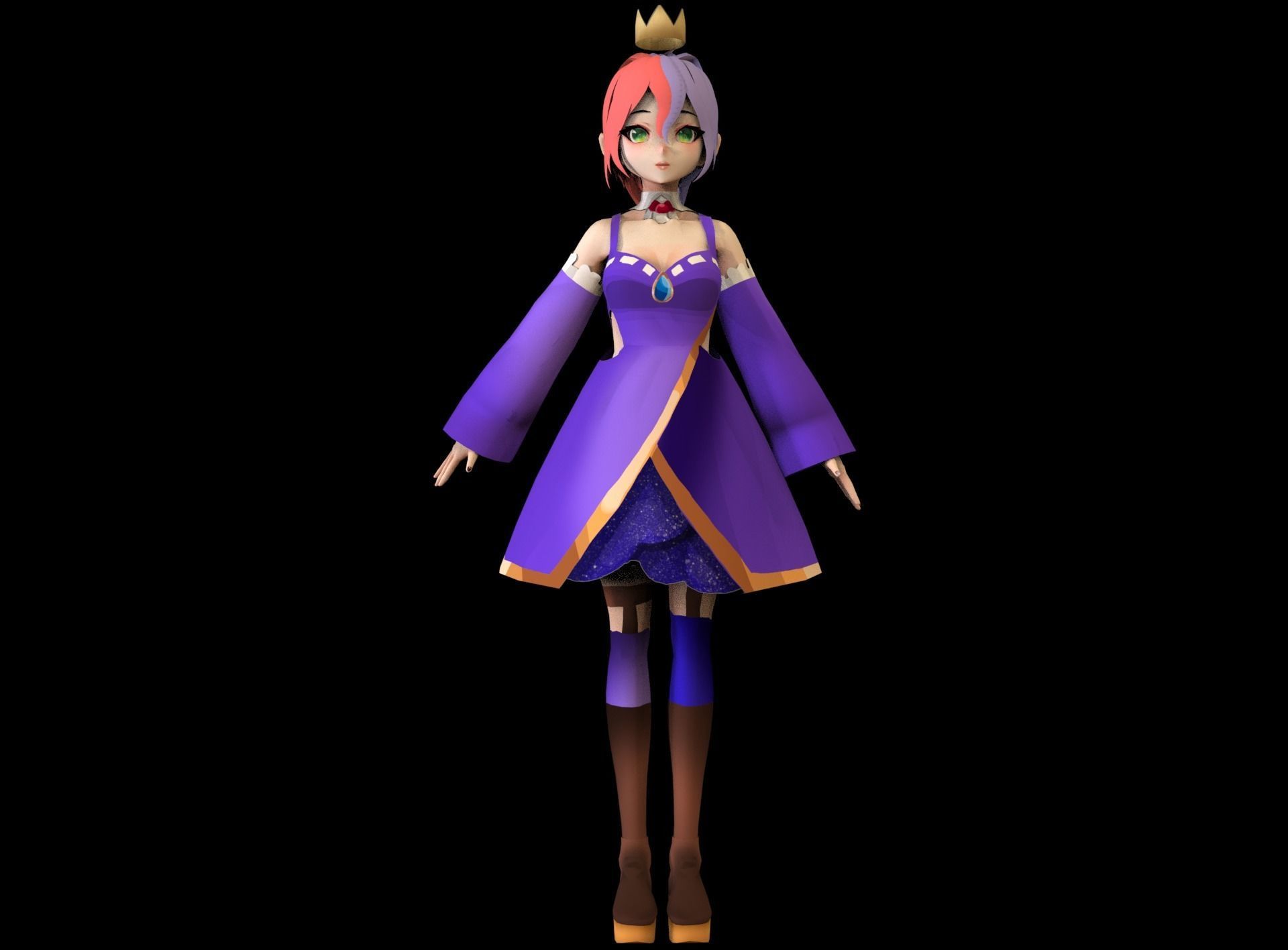Anime Girl Low Poly Character 6 Low-poly 3D model_3