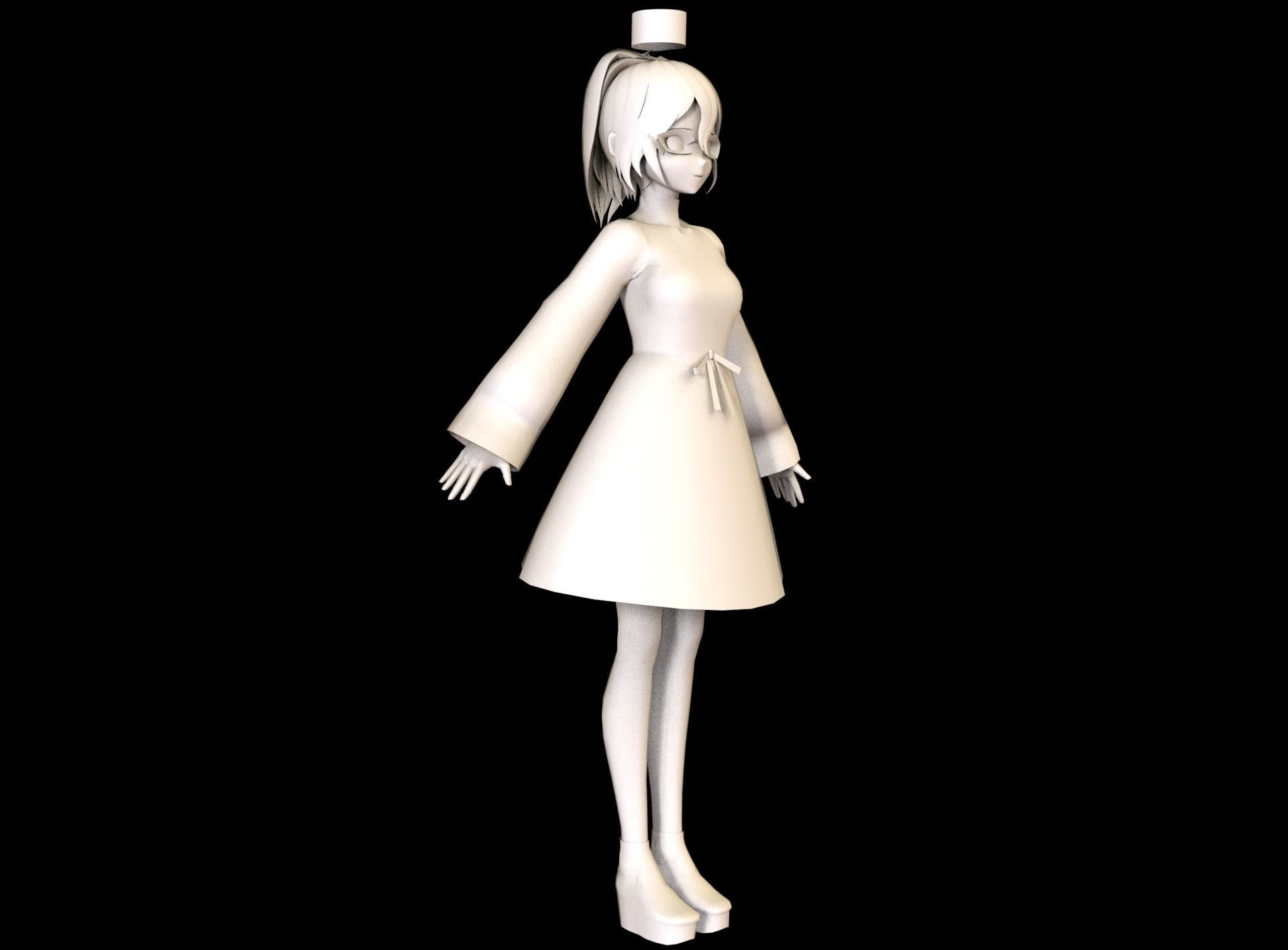 Anime Girl Low Poly Character 6 Low-poly 3D model_10