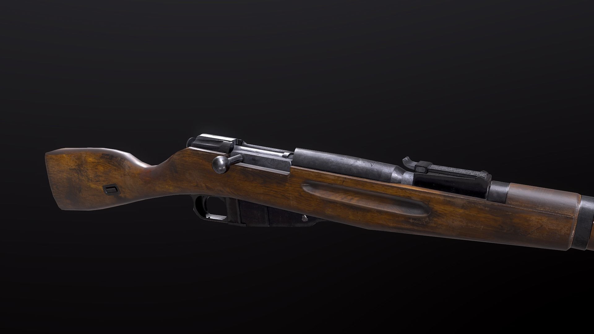 Mosin WW2 USSR rifle PBR Low-poly 3D model_10