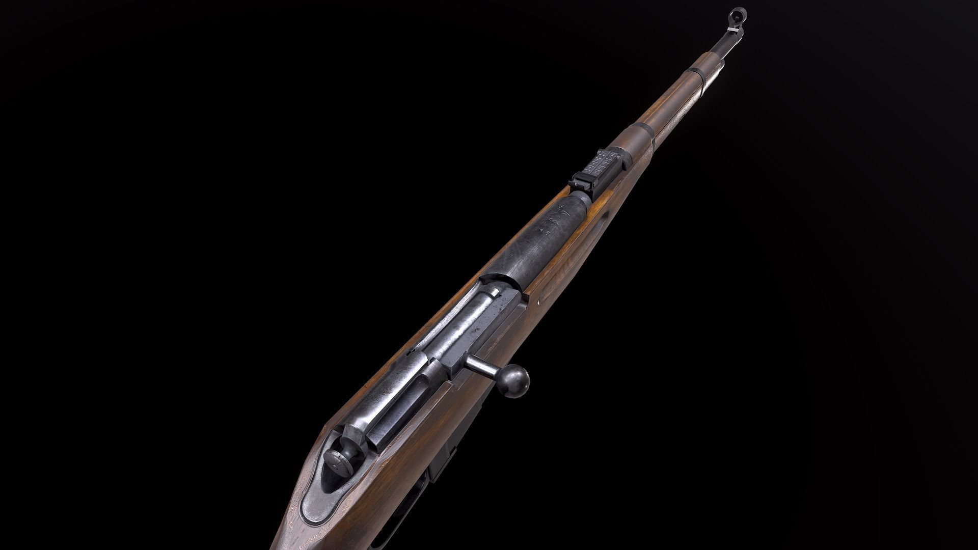 Mosin WW2 USSR rifle PBR Low-poly 3D model_8