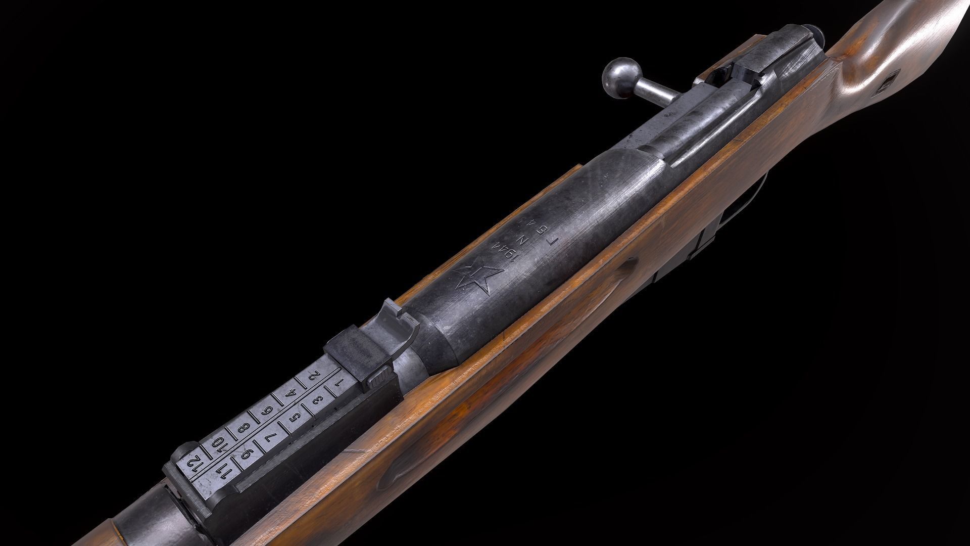Mosin WW2 USSR rifle PBR Low-poly 3D model_6