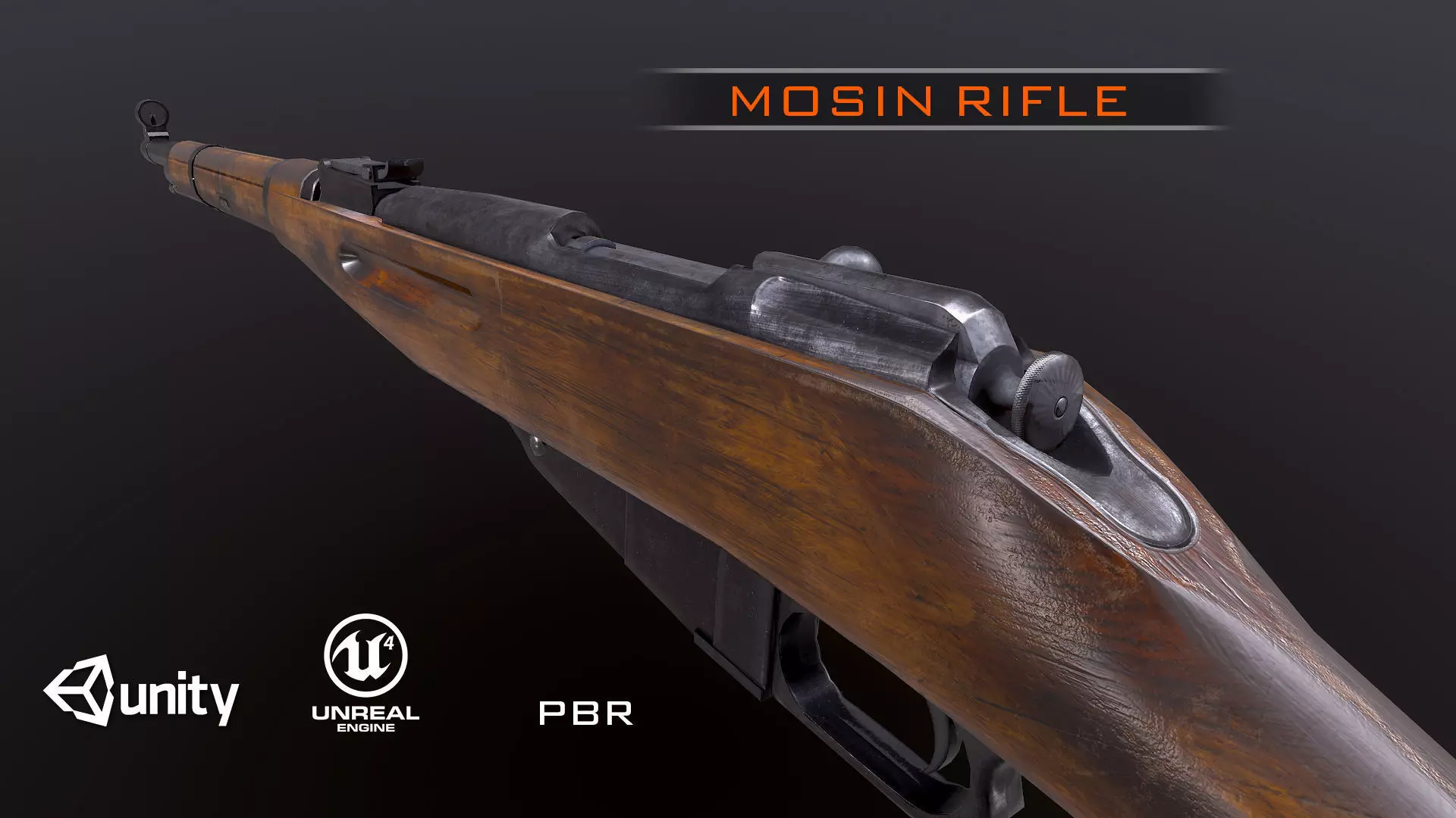 Mosin WW2 USSR rifle PBR Low-poly 3D model_0