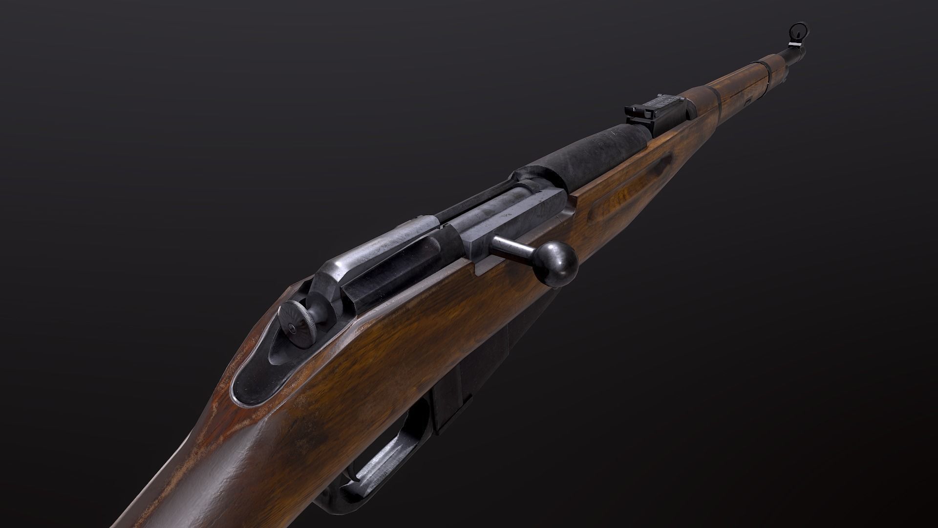 Mosin WW2 USSR rifle PBR Low-poly 3D model_1