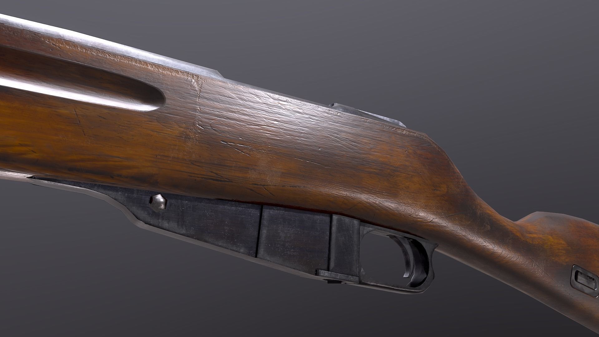 Mosin WW2 USSR rifle PBR Low-poly 3D model_2