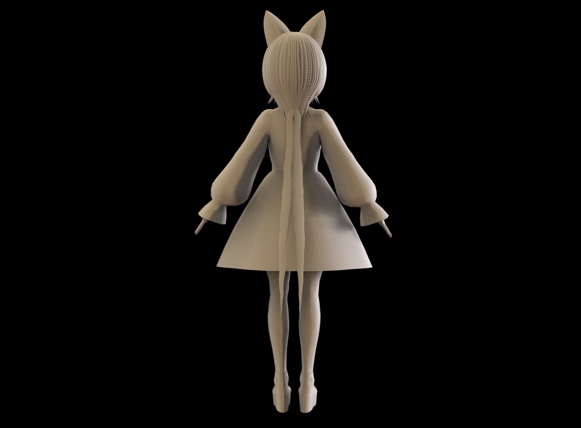 Anime Girl Low Poly Character 7 Low-poly 3D model_11