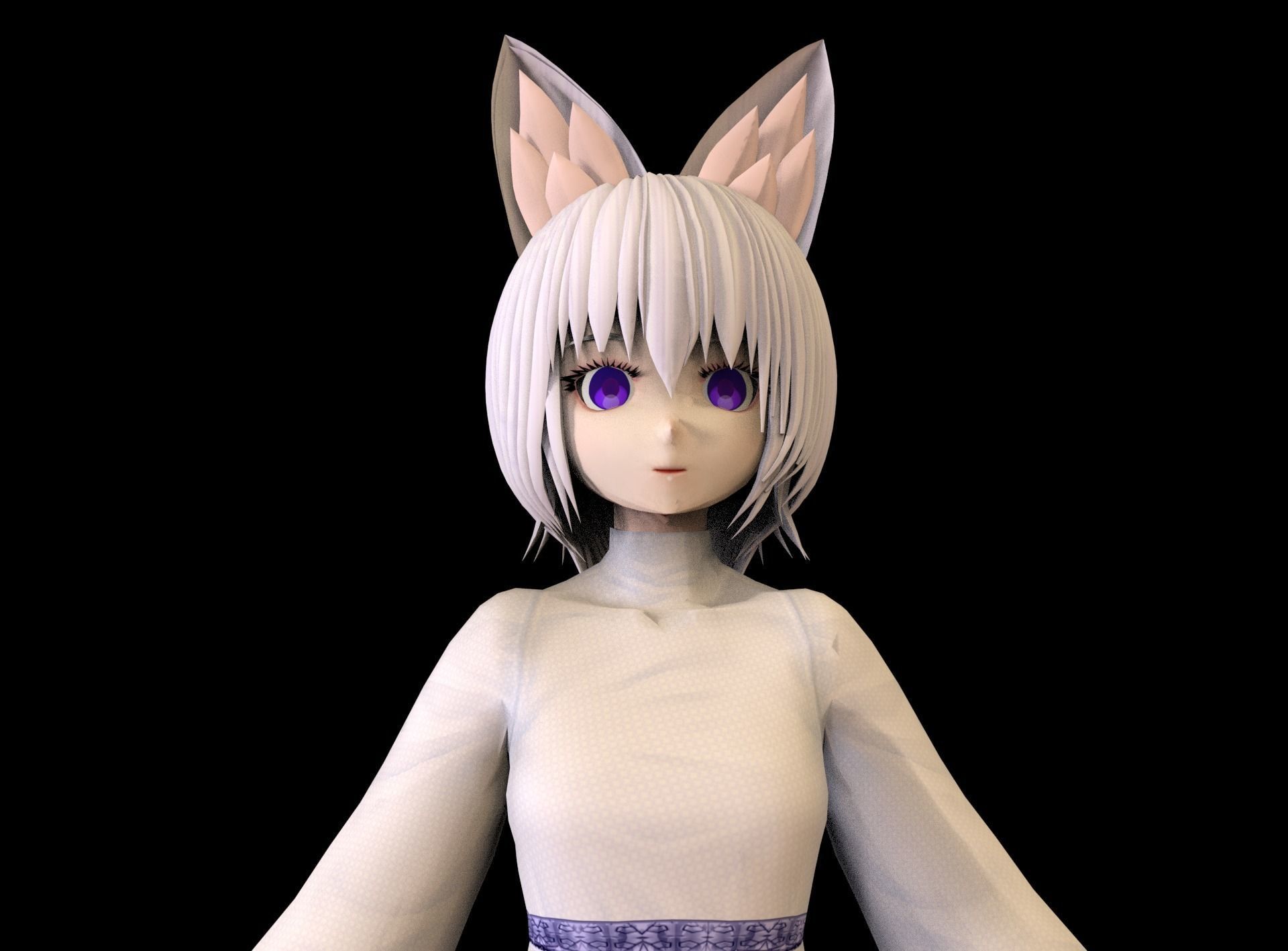 Anime Girl Low Poly Character 7 Low-poly 3D model_2