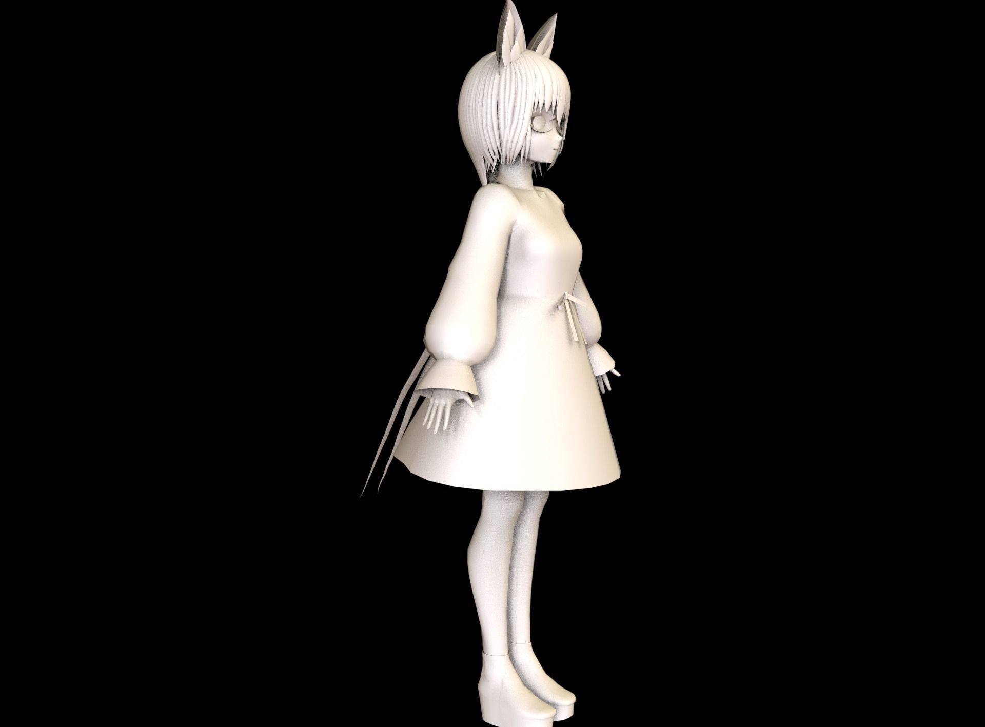 Anime Girl Low Poly Character 7 Low-poly 3D model_12
