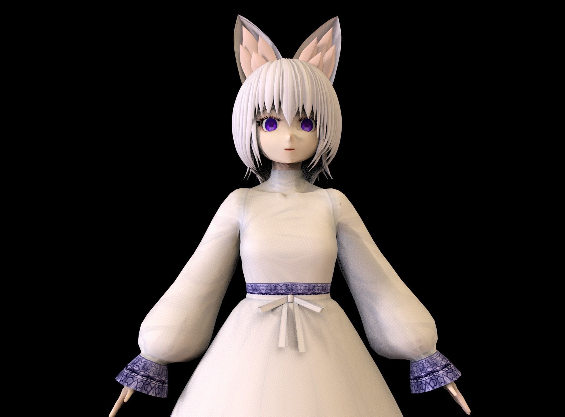 Anime Girl Low Poly Character 7 Low-poly 3D model_1