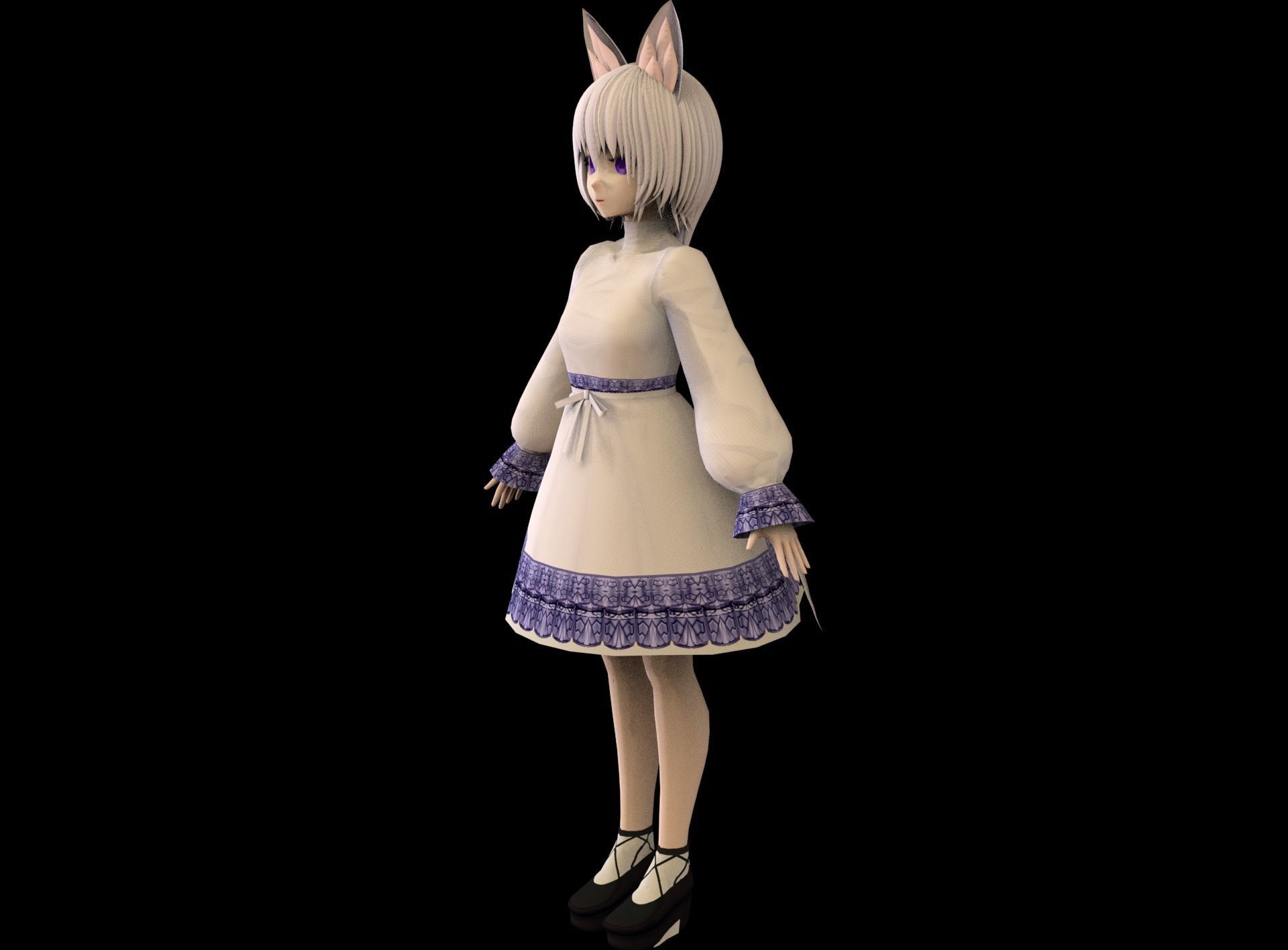 Anime Girl Low Poly Character 7 Low-poly 3D model_6