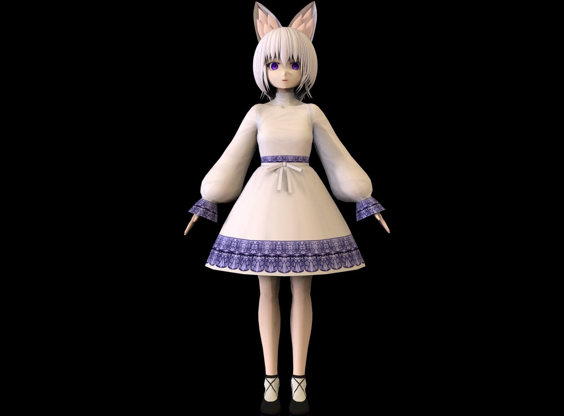 Anime Girl Low Poly Character 7 Low-poly 3D model_3