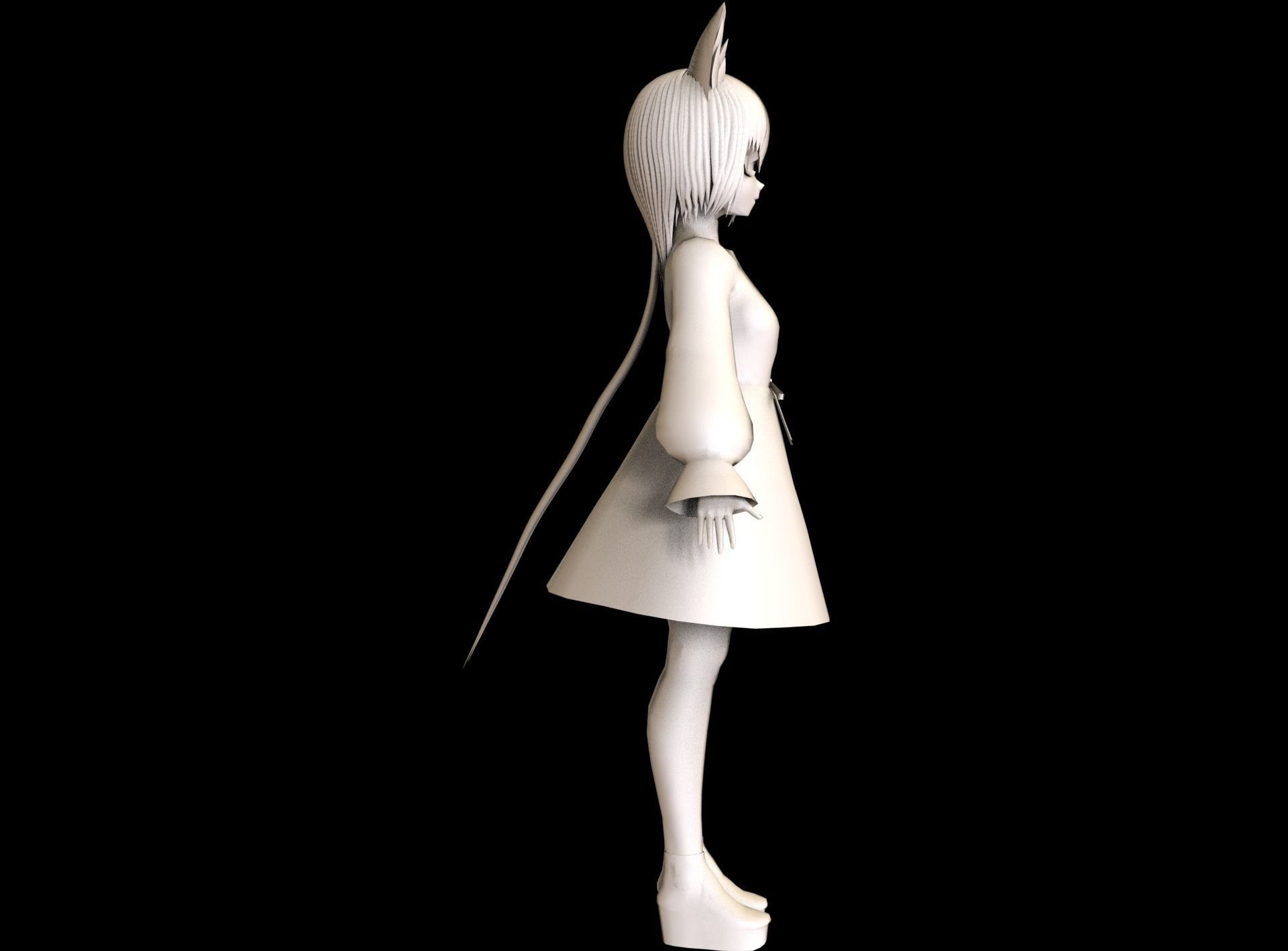 Anime Girl Low Poly Character 7 Low-poly 3D model_10