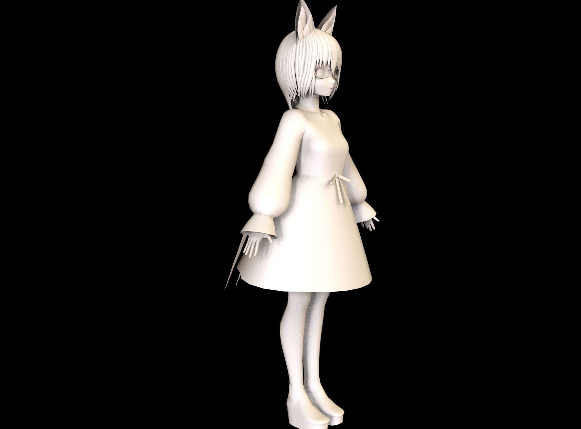 Anime Girl Low Poly Character 7 Low-poly 3D model_9