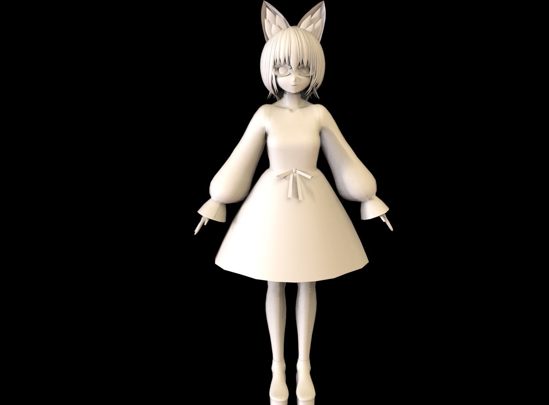 Anime Girl Low Poly Character 7 Low-poly 3D model_8