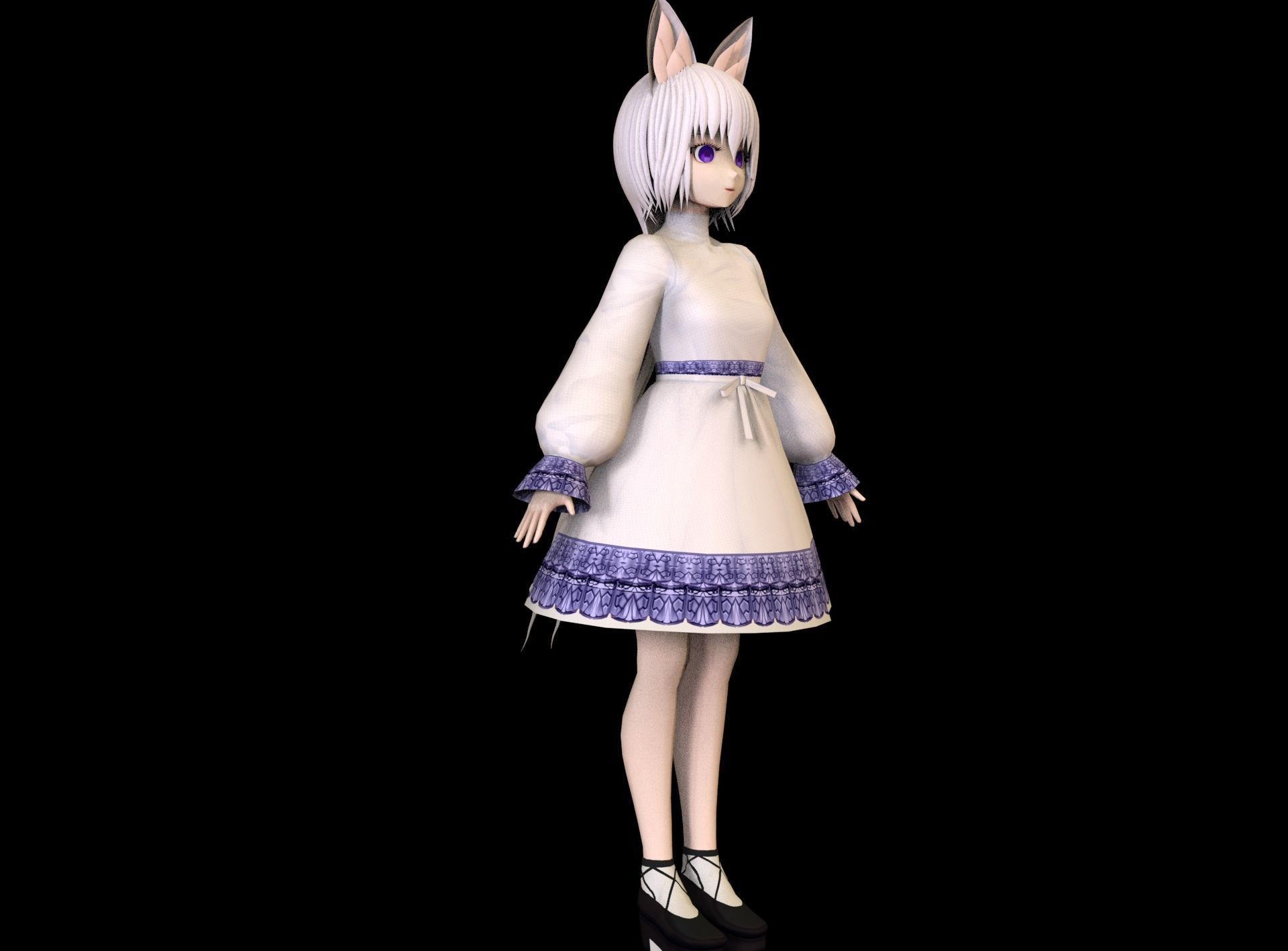 Anime Girl Low Poly Character 7 Low-poly 3D model_4