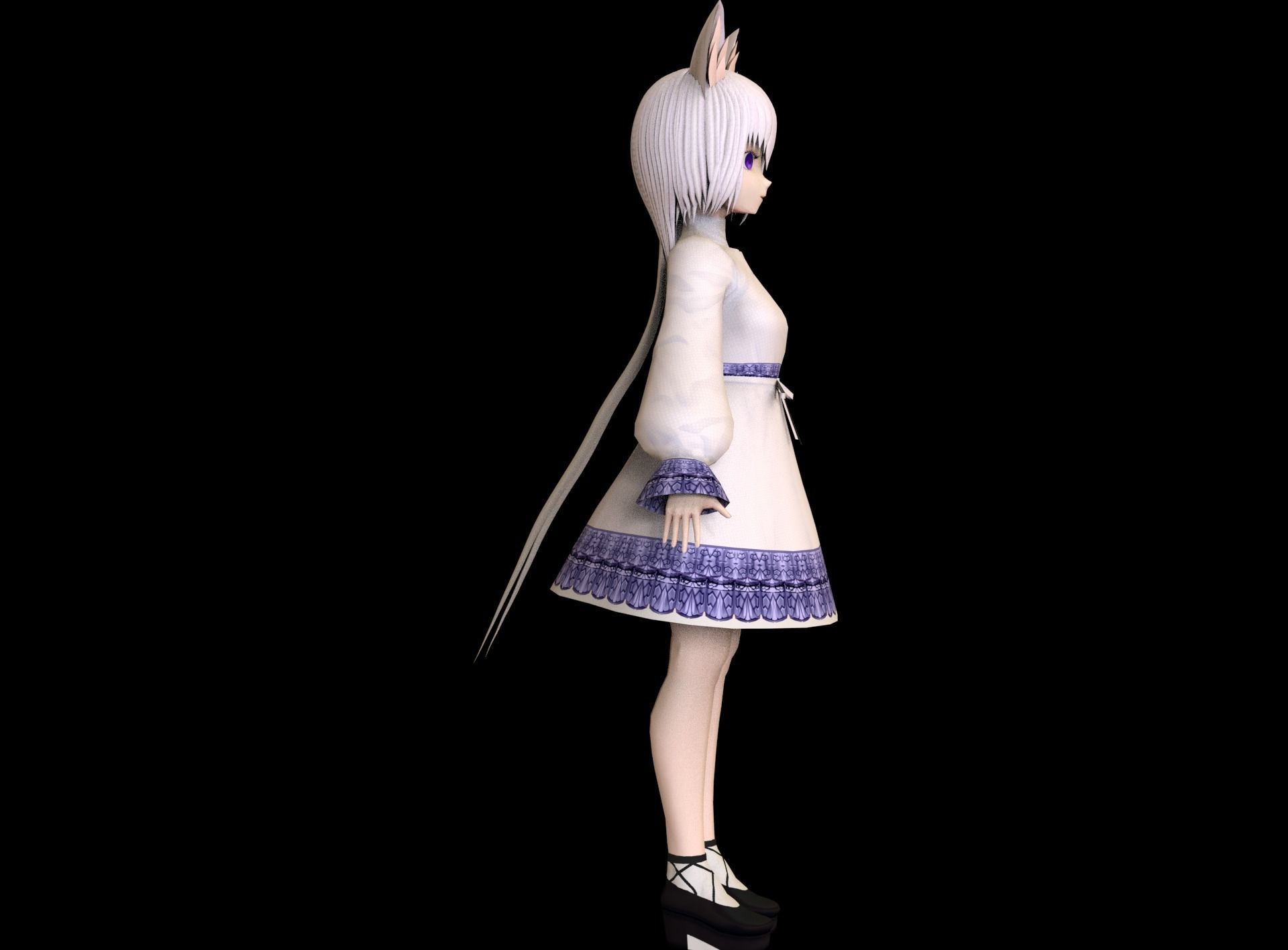 Anime Girl Low Poly Character 7 Low-poly 3D model_5
