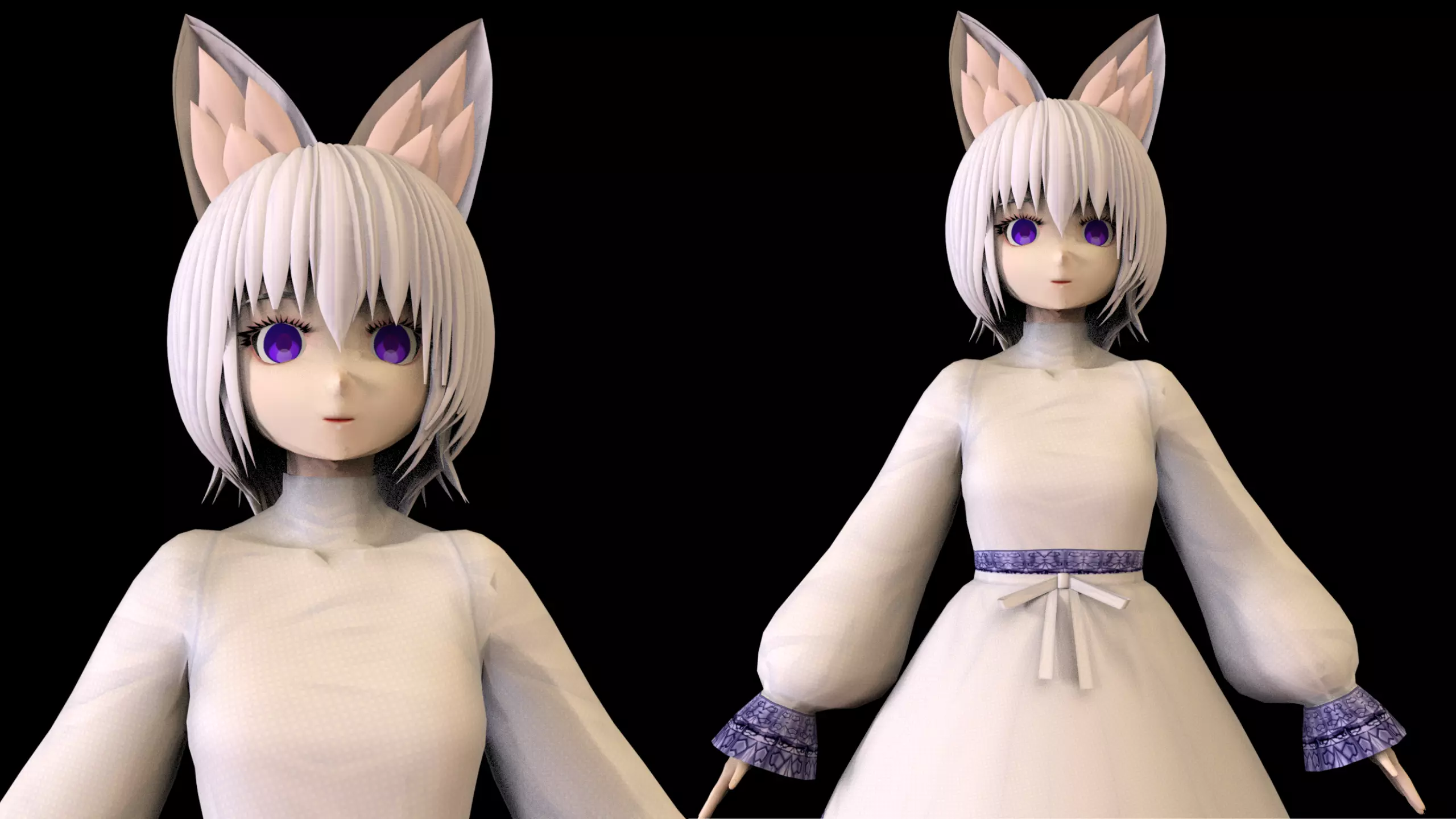 Anime Girl Low Poly Character 7 Low-poly 3D model_0