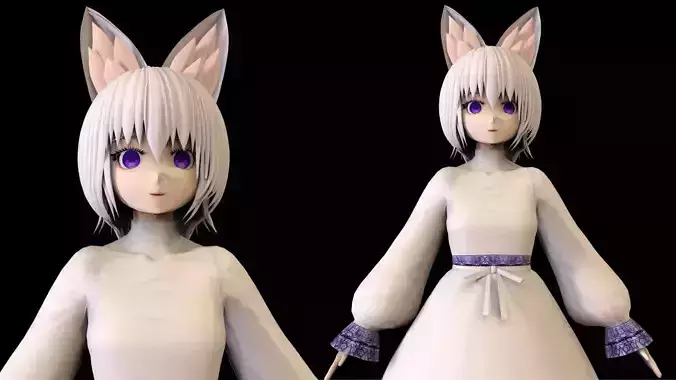 Anime Girl Low Poly Character 7 Low-poly 3D model