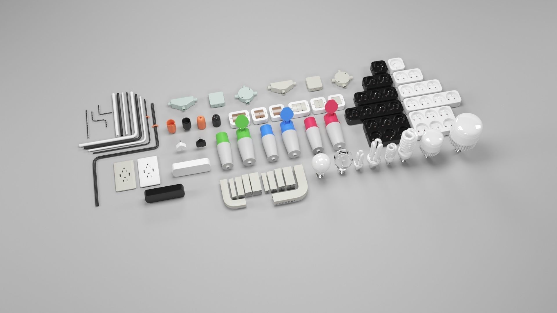 outlet set of sockets 3D model_5