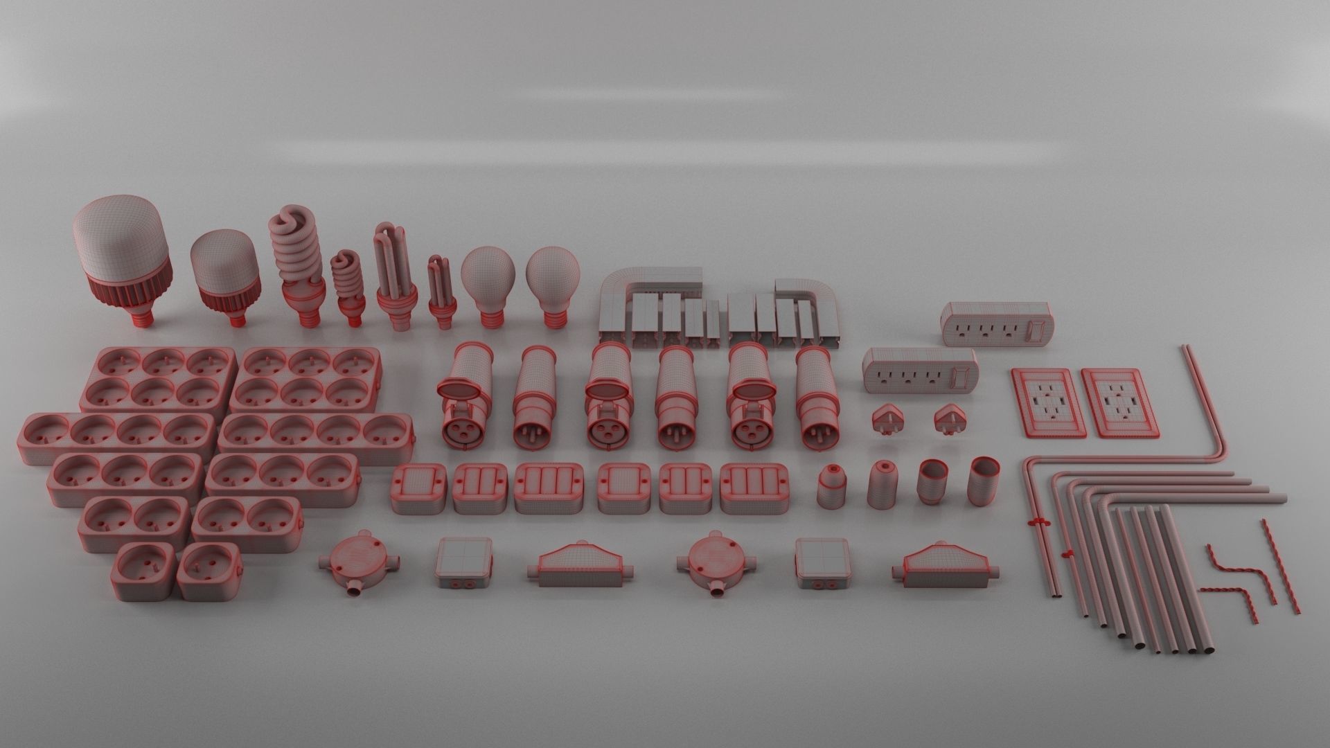 outlet set of sockets 3D model_9