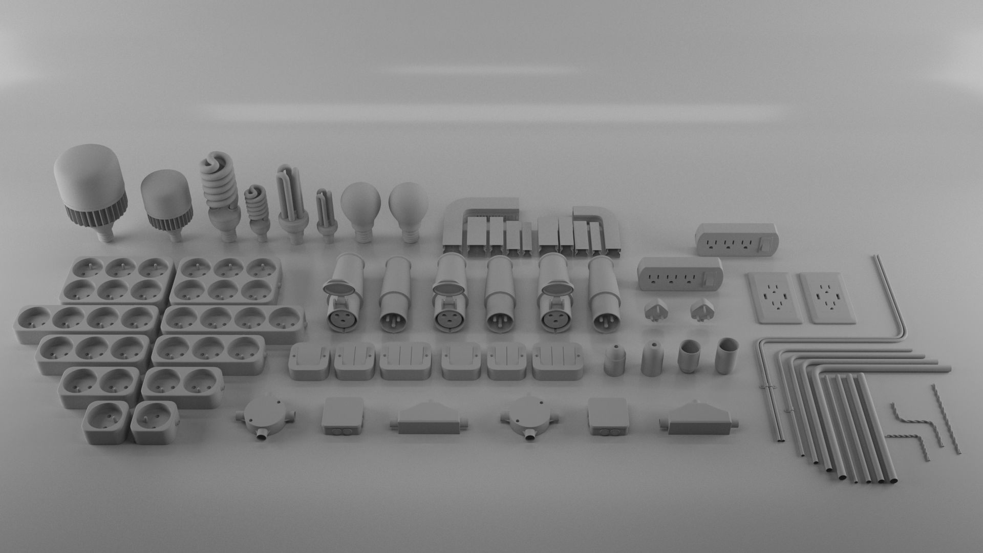outlet set of sockets 3D model_7