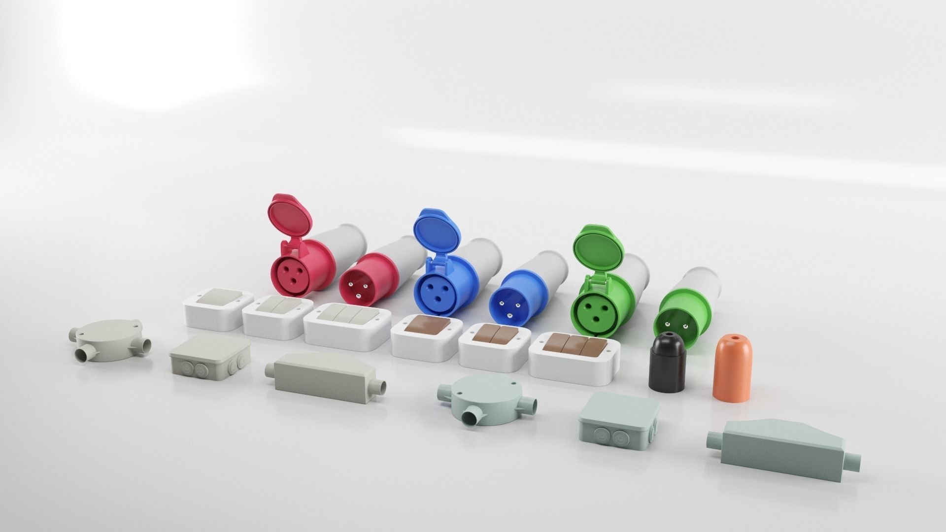 outlet set of sockets 3D model_6
